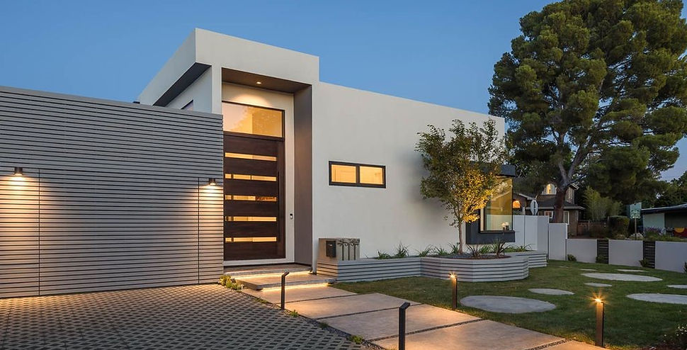 Residential exterior at dusk — Bryant project, Palo Alto